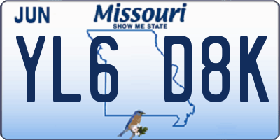 MO license plate YL6D8K