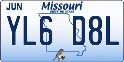 MO license plate YL6D8L