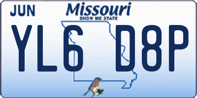 MO license plate YL6D8P
