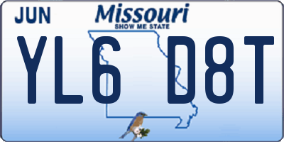 MO license plate YL6D8T