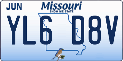 MO license plate YL6D8V