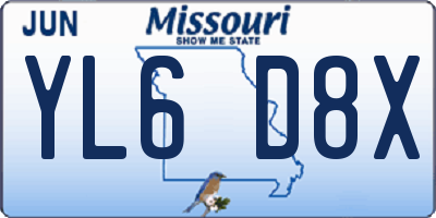 MO license plate YL6D8X