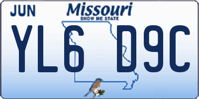 MO license plate YL6D9C