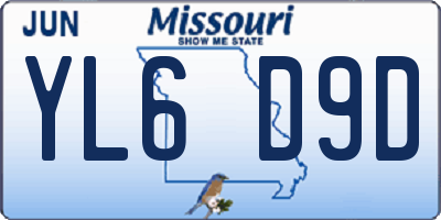 MO license plate YL6D9D