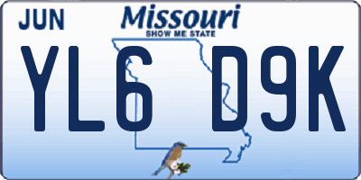 MO license plate YL6D9K