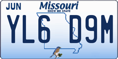 MO license plate YL6D9M