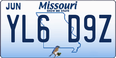 MO license plate YL6D9Z