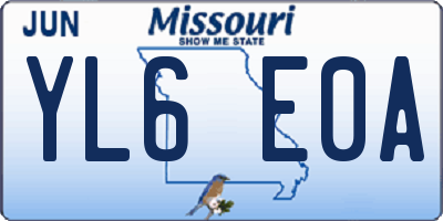 MO license plate YL6E0A