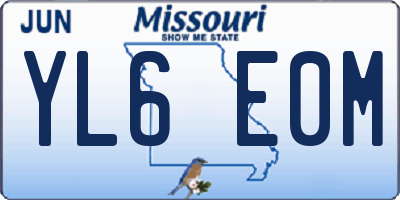 MO license plate YL6E0M