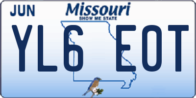 MO license plate YL6E0T