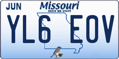 MO license plate YL6E0V