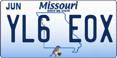 MO license plate YL6E0X