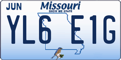MO license plate YL6E1G
