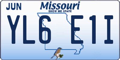 MO license plate YL6E1I