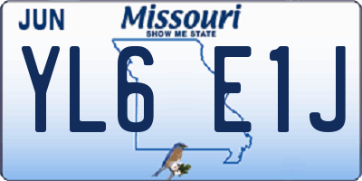 MO license plate YL6E1J