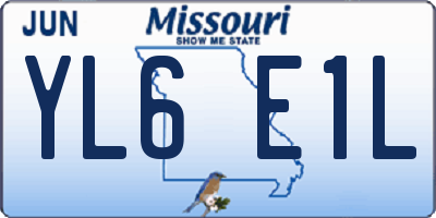 MO license plate YL6E1L