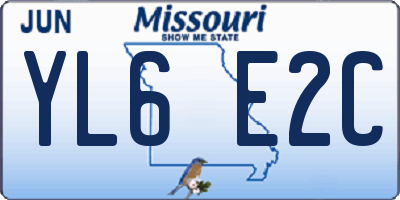 MO license plate YL6E2C