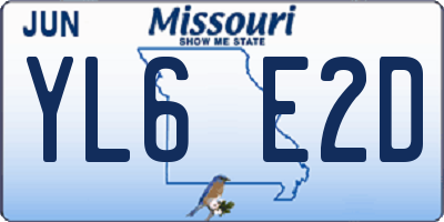 MO license plate YL6E2D