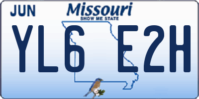 MO license plate YL6E2H