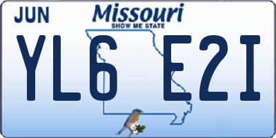 MO license plate YL6E2I