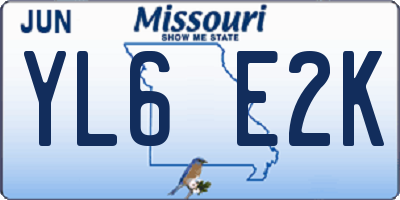 MO license plate YL6E2K