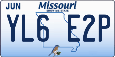 MO license plate YL6E2P