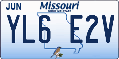 MO license plate YL6E2V