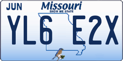 MO license plate YL6E2X