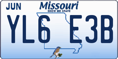 MO license plate YL6E3B
