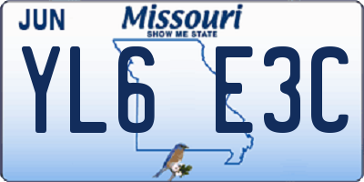 MO license plate YL6E3C