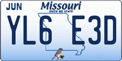 MO license plate YL6E3D