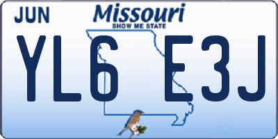 MO license plate YL6E3J