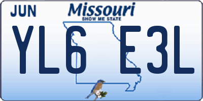 MO license plate YL6E3L