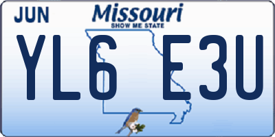 MO license plate YL6E3U