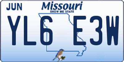 MO license plate YL6E3W