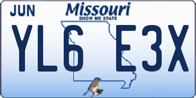 MO license plate YL6E3X
