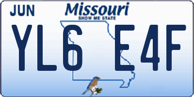 MO license plate YL6E4F