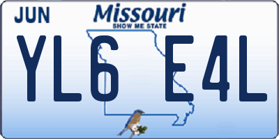 MO license plate YL6E4L