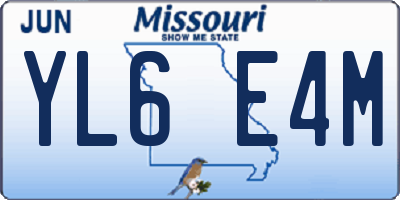 MO license plate YL6E4M