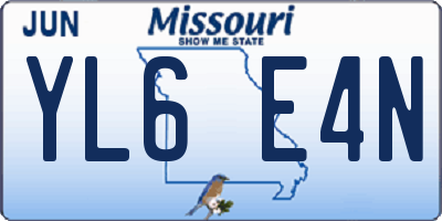 MO license plate YL6E4N