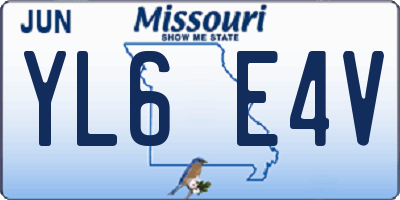 MO license plate YL6E4V