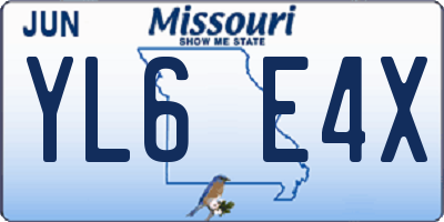 MO license plate YL6E4X