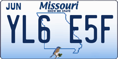 MO license plate YL6E5F