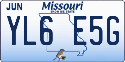 MO license plate YL6E5G