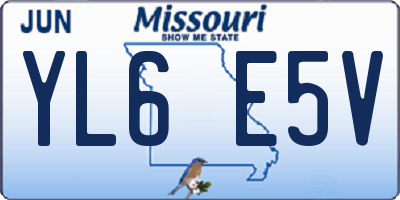MO license plate YL6E5V