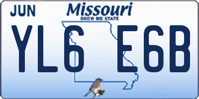 MO license plate YL6E6B