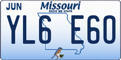 MO license plate YL6E6O