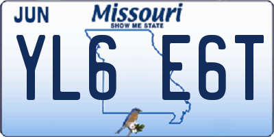 MO license plate YL6E6T