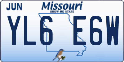 MO license plate YL6E6W