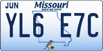 MO license plate YL6E7C